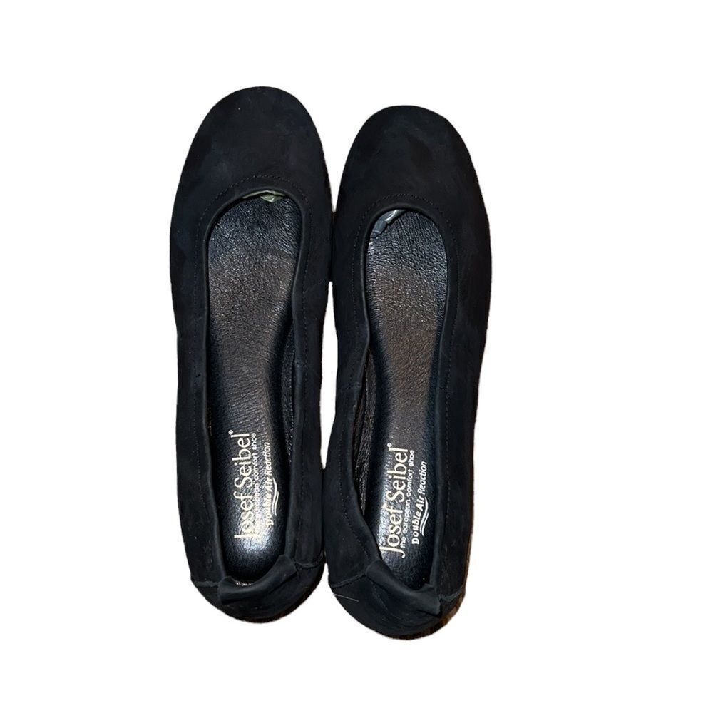 Josef Seibel Black Leather Flat Shoes Size 6.5